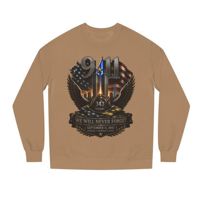 9/11 We Will Never Forget Crewneck Sweatshirt – Memorial Tribute