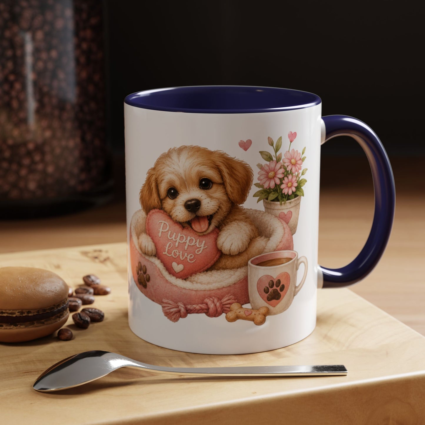 Puppy Love Coffee Mug — Cute Dog Heart Accent Mug (11/15oz)