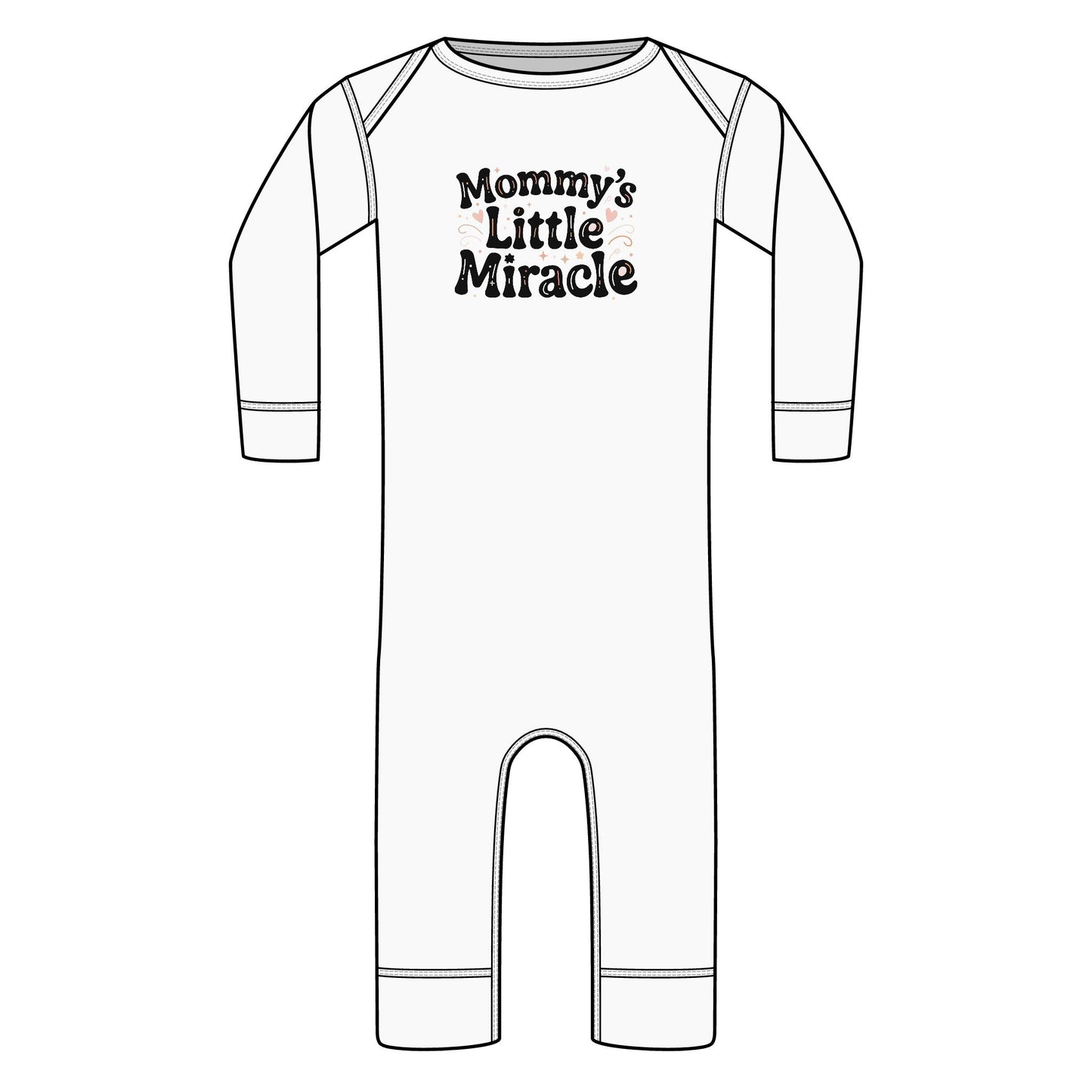 Long Sleeve Baby Bodysuit — "Mommy's Little Miracle" Infant Rib Onesie