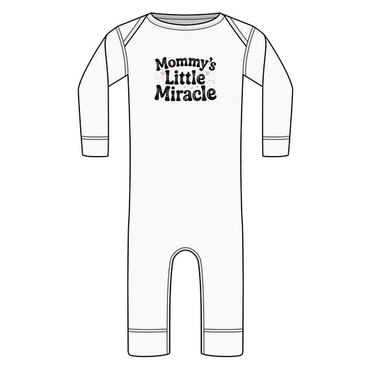 Long Sleeve Baby Bodysuit — "Mommy's Little Miracle" Infant Rib Onesie