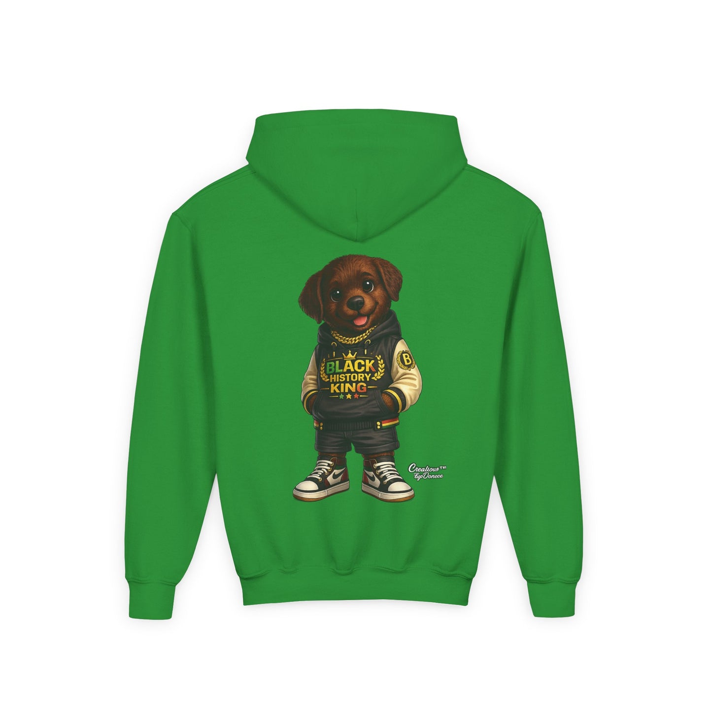 Youth Hoodie — 'Black History Kid' Puppy Graphic Sweatshirt