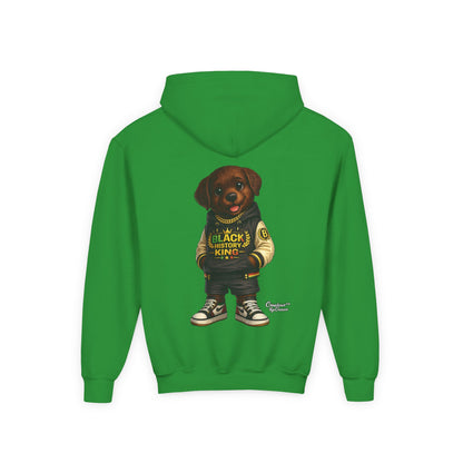 Youth Hoodie — 'Black History Kid' Puppy Graphic Sweatshirt