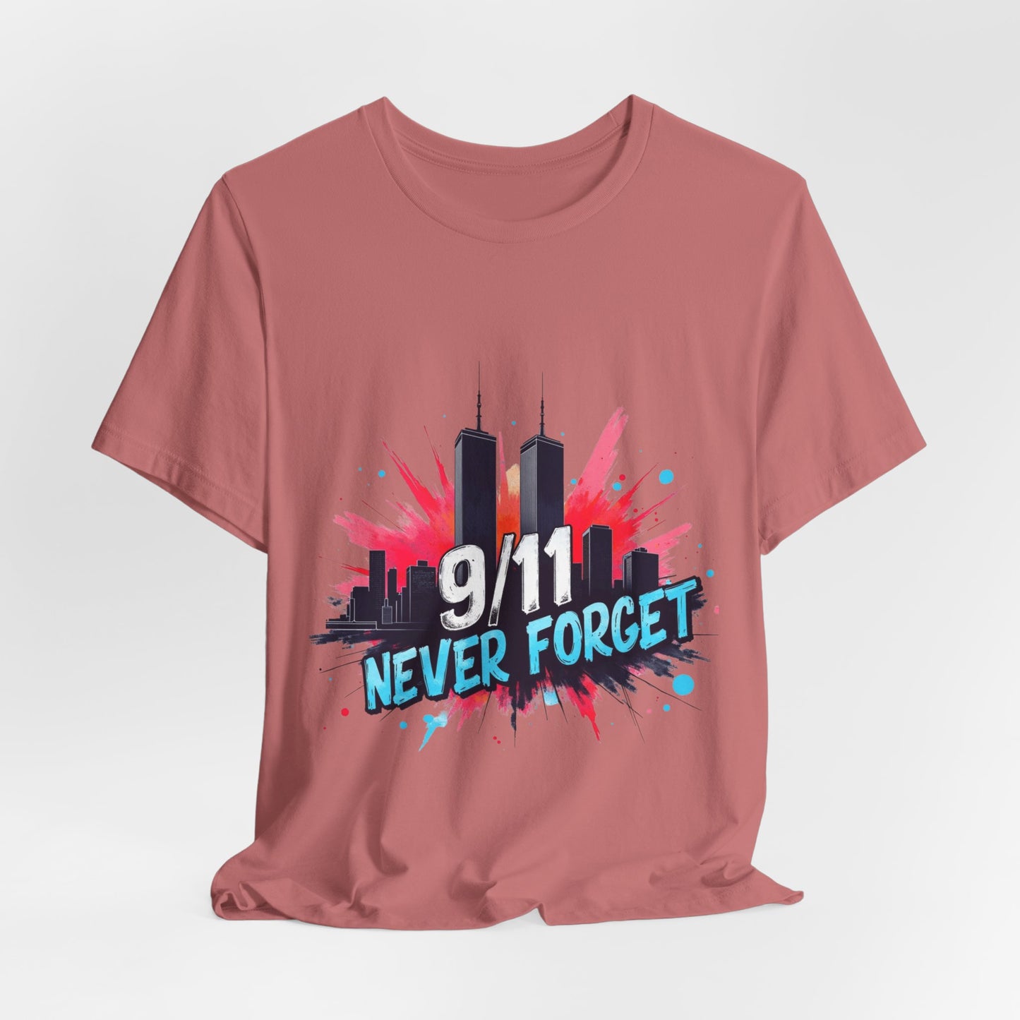9/11 Never Forget T-Shirt — Patriotic Memorial Tee with Twin Towers Graphic