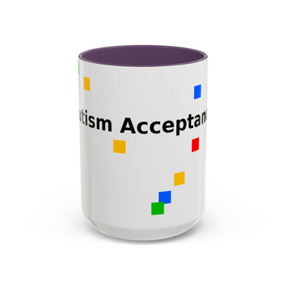 Autism Acceptance Accent Coffee Mug – Colorful Puzzle Square Design (11/15 oz)