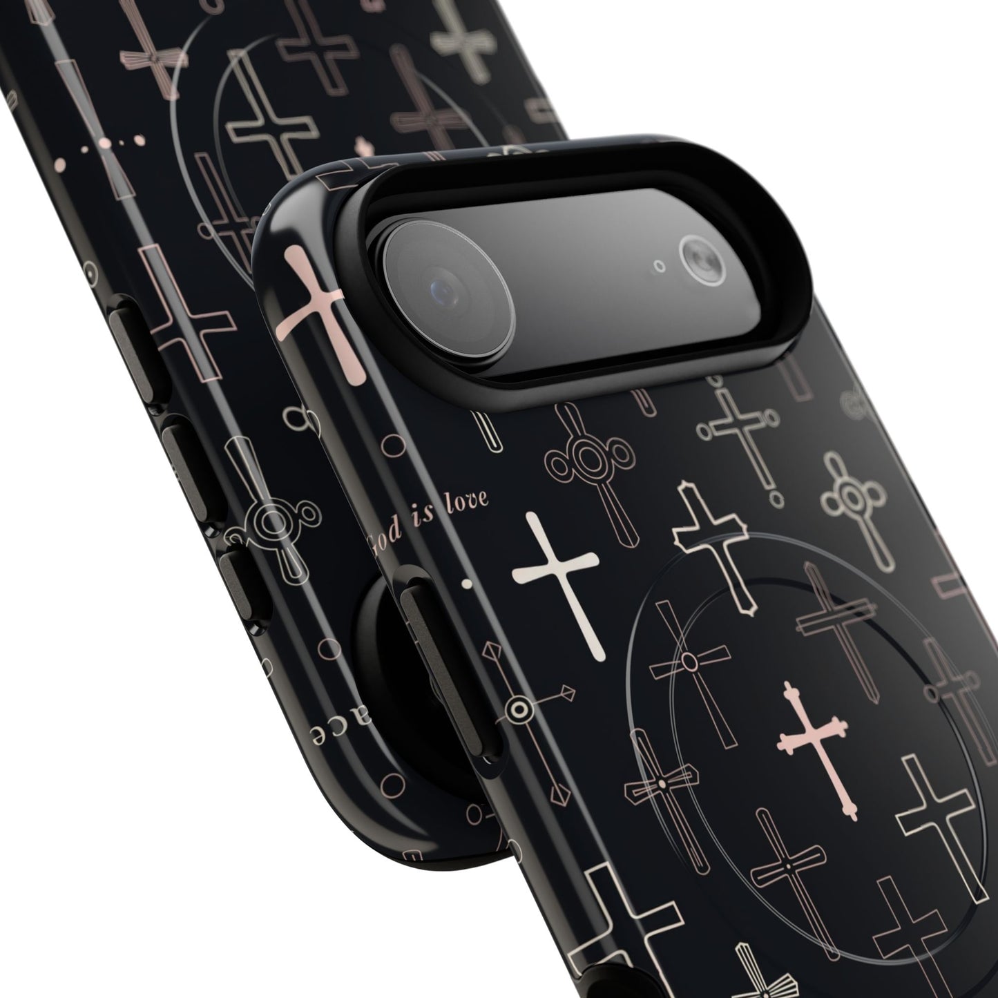 Magnetic Phone Case — Black Crosses "Grace" Protective Cover