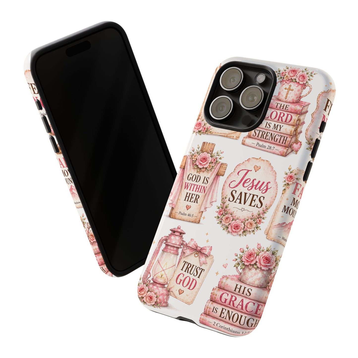 Faith Phone Case — 'Jesus Saves' Floral Christian Scripture iPhone Case