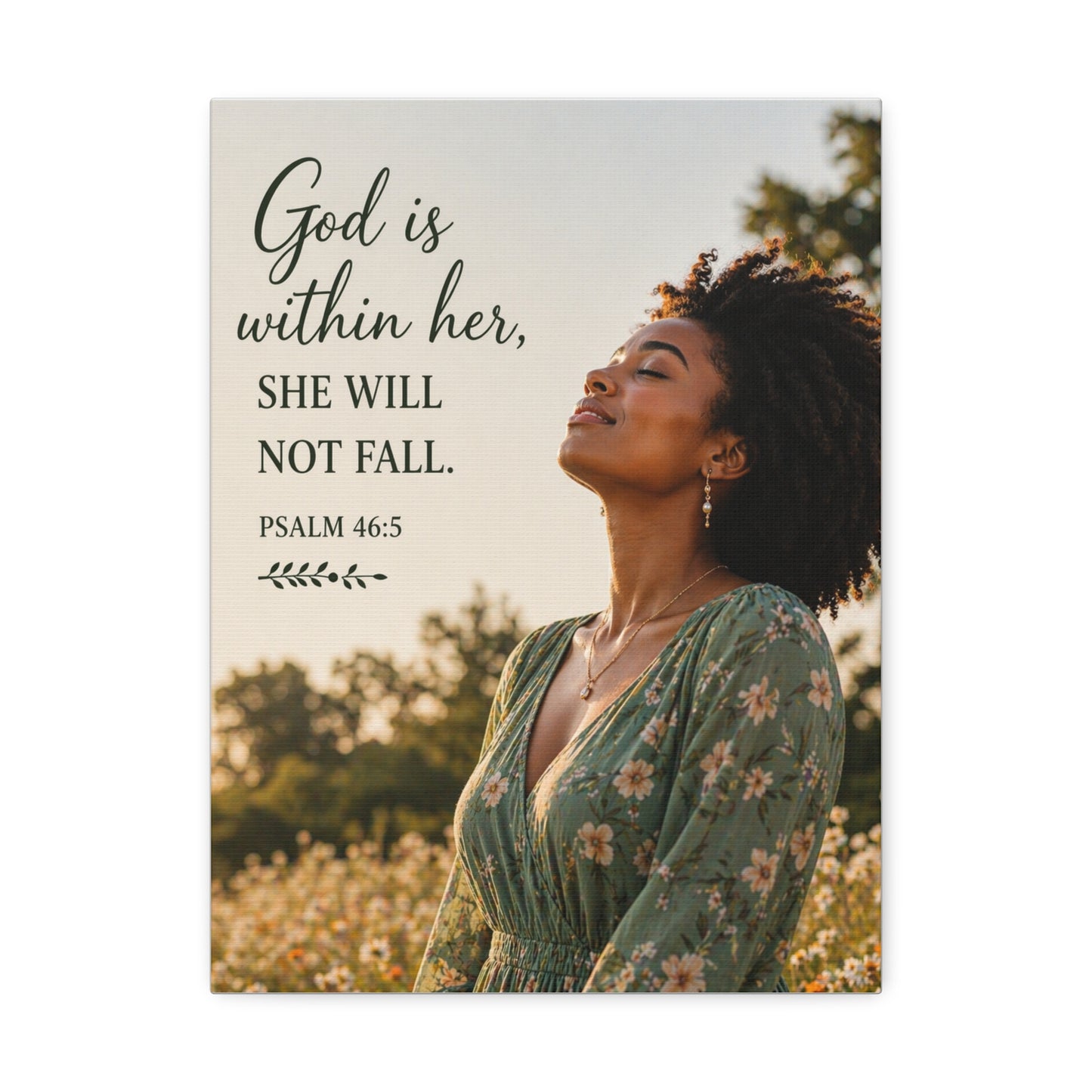 Canvas Wall Art - "God is within her, she will not fall." Psalm 46:5 Inspirational Faith Print