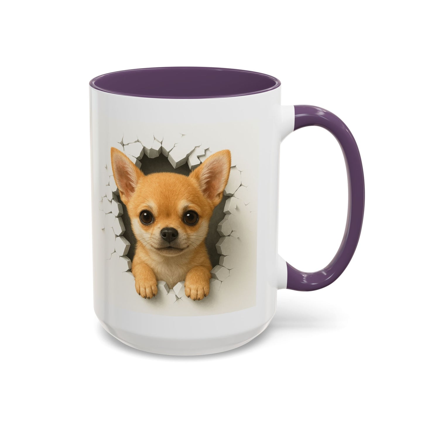 Chihuahua Peek-A-Boo Accent Coffee Mug – Cute Dog Lover Gift (11/15 oz)
