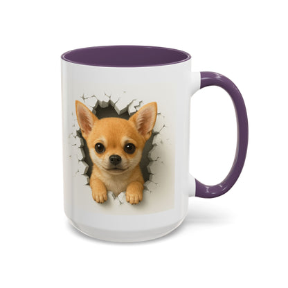 Chihuahua Peek-A-Boo Accent Coffee Mug – Cute Dog Lover Gift (11/15 oz)