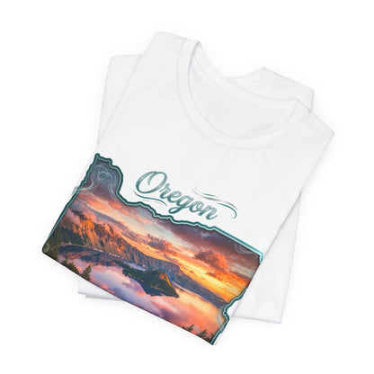 Oregon Pacific Wonderland T‑Shirt — Scenic Sunset State Map Tee