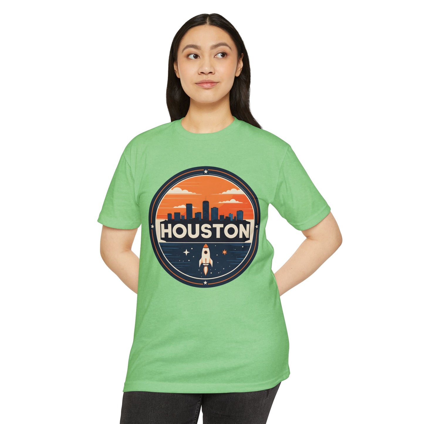 Houston Rocket City T-Shirt — Retro Skyline Space Graphic Tee