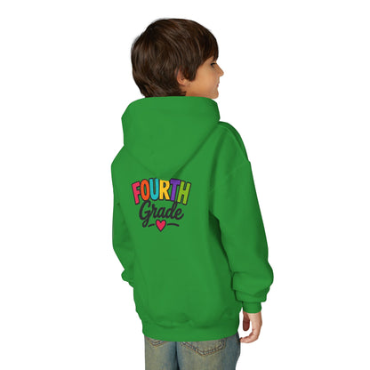 Fourth Grade Hoodie — Colorful Kids School Sweatshirt (“Fourth Grade” with Heart)