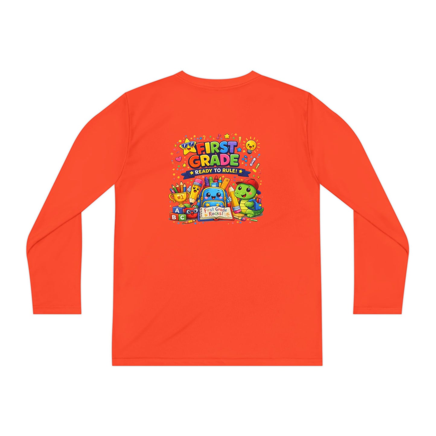 First Grade Ready Youth Long Sleeve Tee — "First Grade Here I Come" Back-to-School Shirt