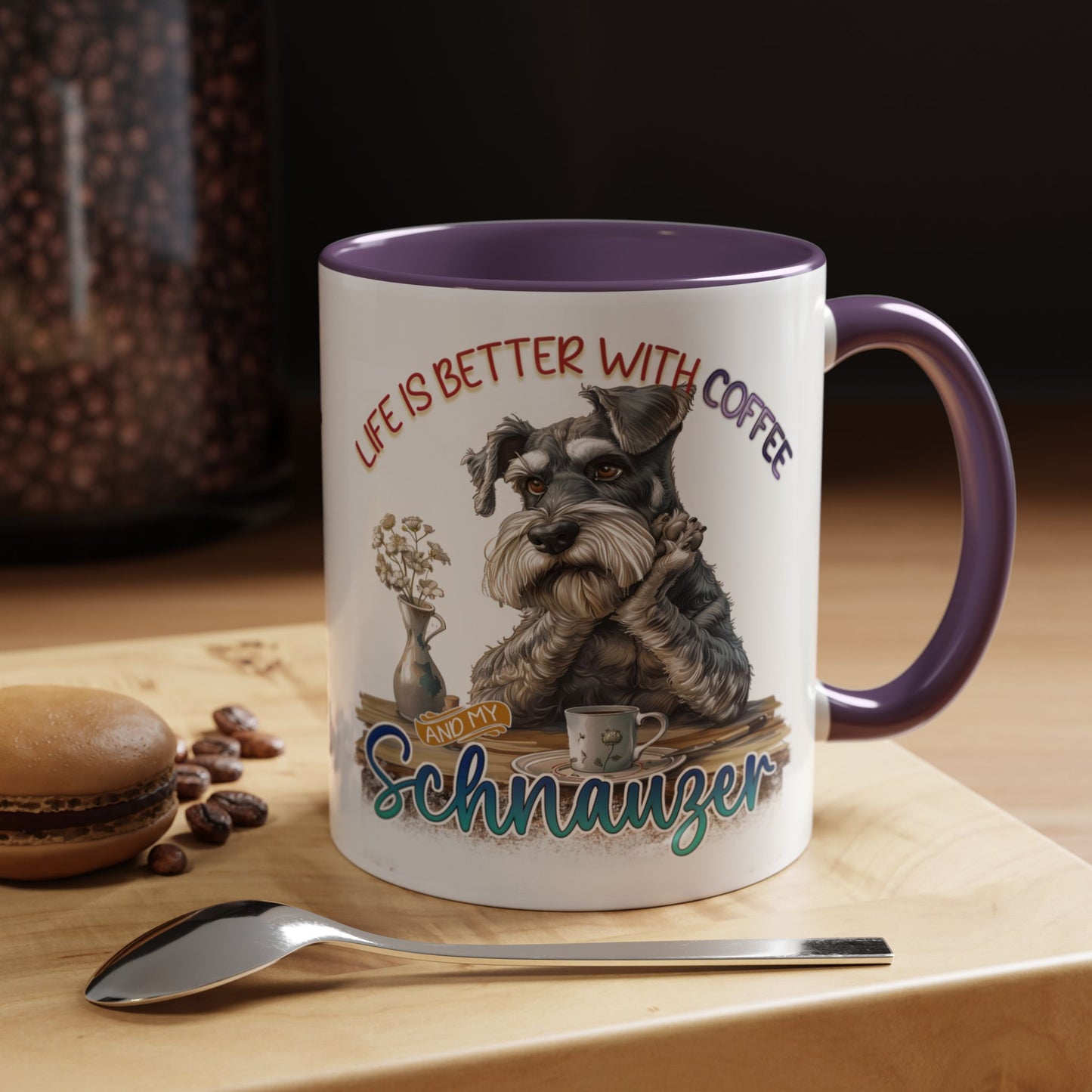 Schnauzer Coffee Mug - "Life Is Better With Coffee and a Schnauzer" Accent Mug (11/15oz)