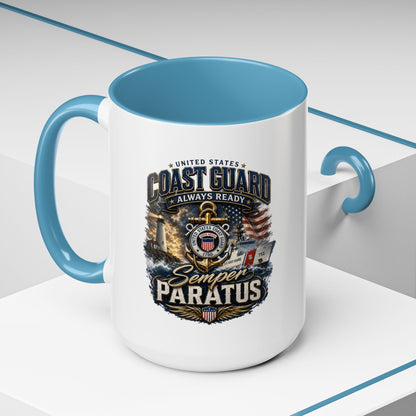 Coast Guard Semper Paratus Accent Coffee Mug – Patriotic Military Gift (11/15oz)