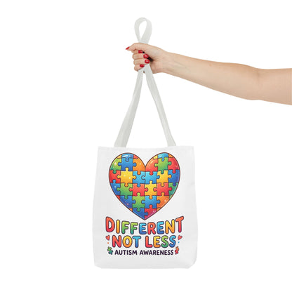 Autism Awareness Tote Bag — "Different Not Less" Puzzle Heart