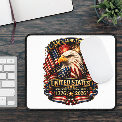 United States 250th Anniversary Gaming Mouse Pad — Patriotic Eagle, Flags & Fireworks (1776–2026)