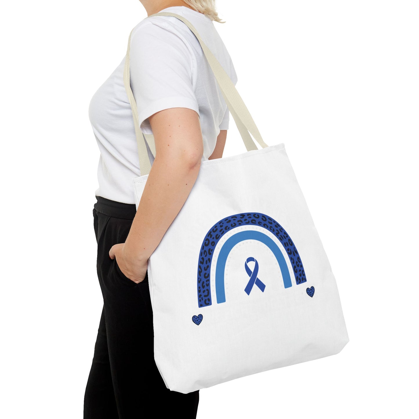 Blue Awareness Ribbon Rainbow Tote Bag – Support & Hope Everyday Tote