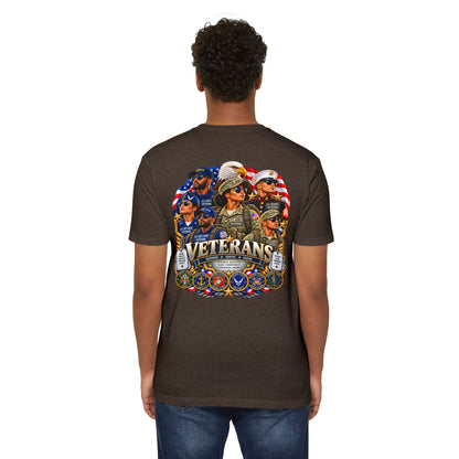 Veterans Tribute T-Shirt – Patriotic Military Emblems & Eagle Design