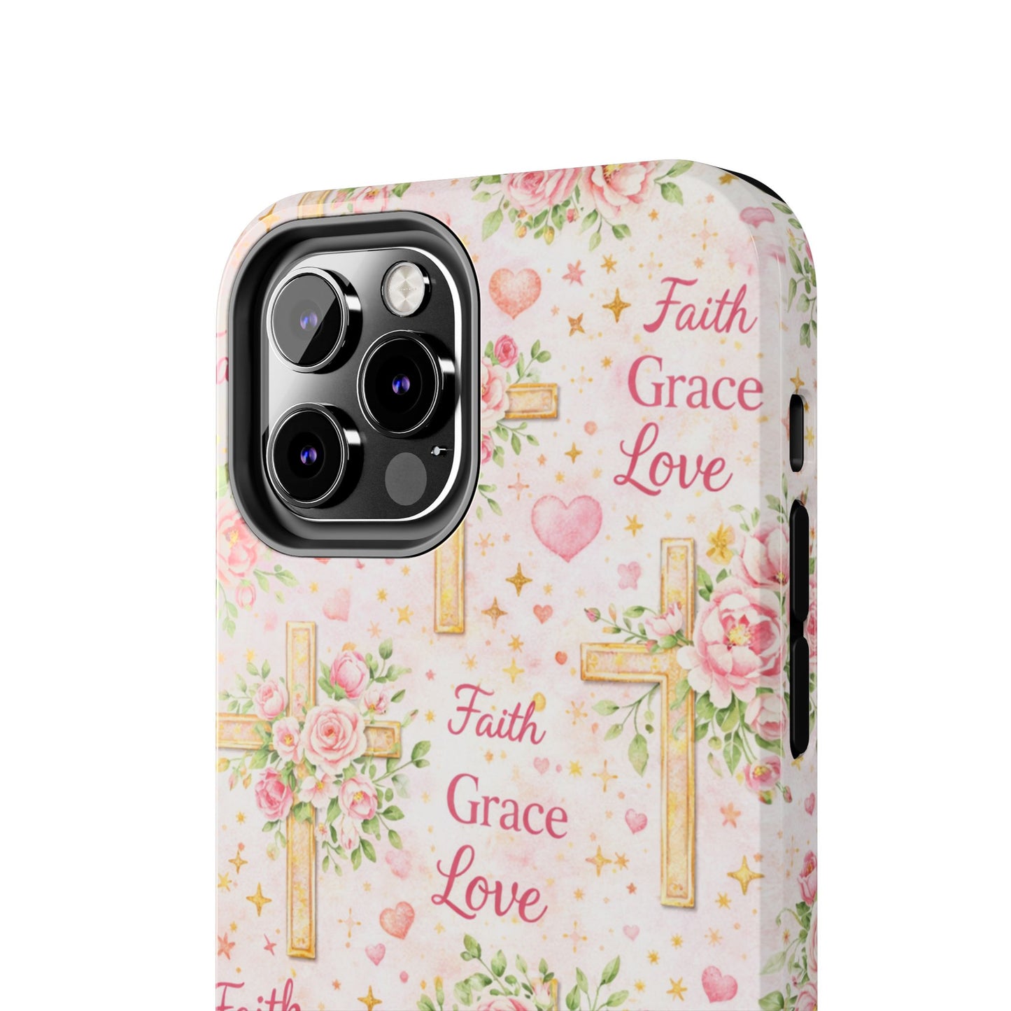 Faith Grace Love Cross Phone Case | Christian Floral iPhone Case