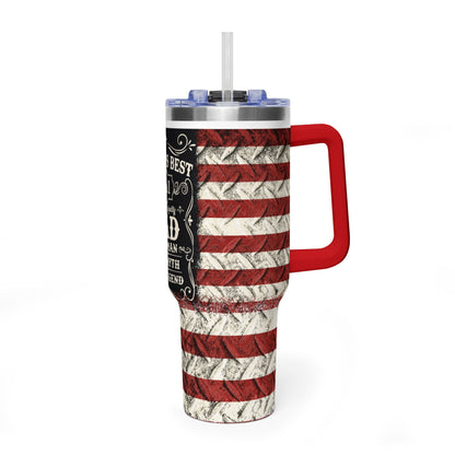 40oz Vacuum Tumbler - "World's Best No.1 Dad" American Flag Travel Mug