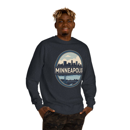 Minneapolis Skyline Crewneck Sweatshirt — Vintage Cityscape Design