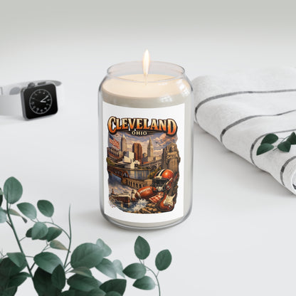 Cleveland Ohio Scented Soy Candle 13.75oz — Cityscape & Football Keepsake