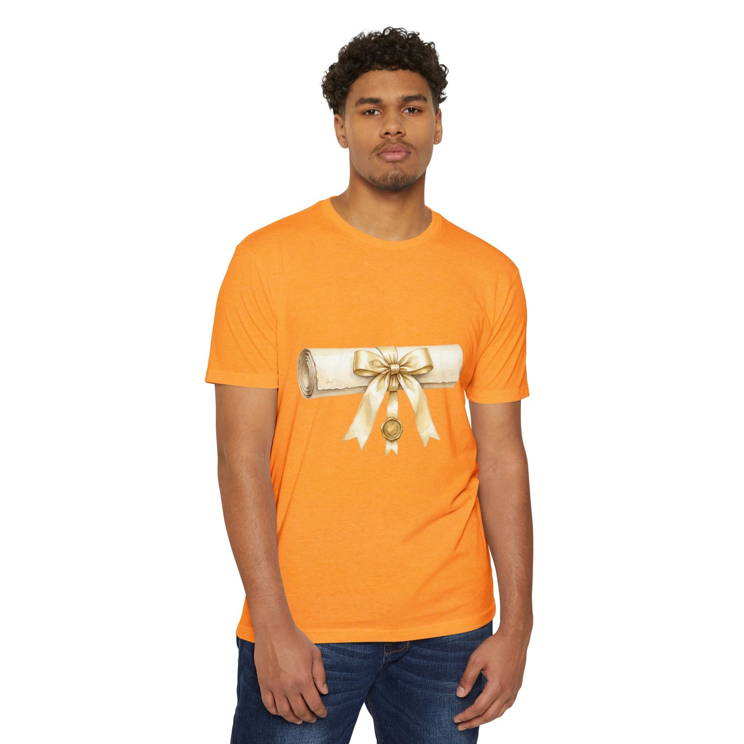 Graduation Scroll T-Shirt — Gold Ribbon Diploma Tee