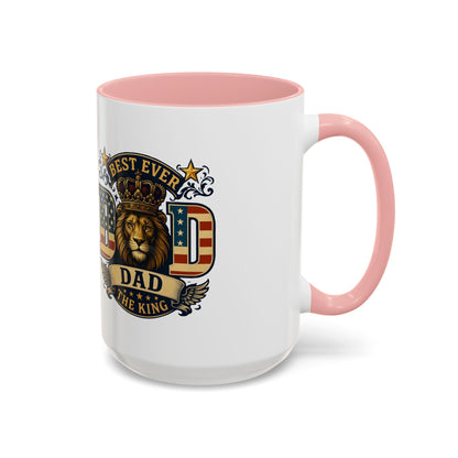 Best Ever Dad Coffee Mug — 'Dad the King' Lion Accent Mug (11/15oz)