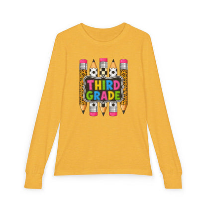 Third Grade Pencil Graphic Long Sleeve Tee