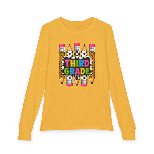 Third Grade Pencil Graphic Long Sleeve Tee