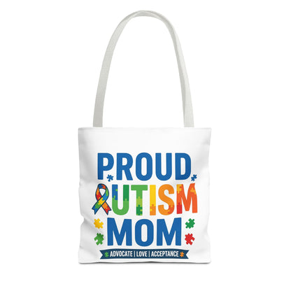 Proud Autism Mom Tote Bag — Advocate • Love • Acceptance Canvas Tote