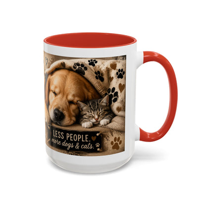 Dog & Cat Coffee Mug - "Less People, More Dogs & Cats" Accent Ceramic Mug