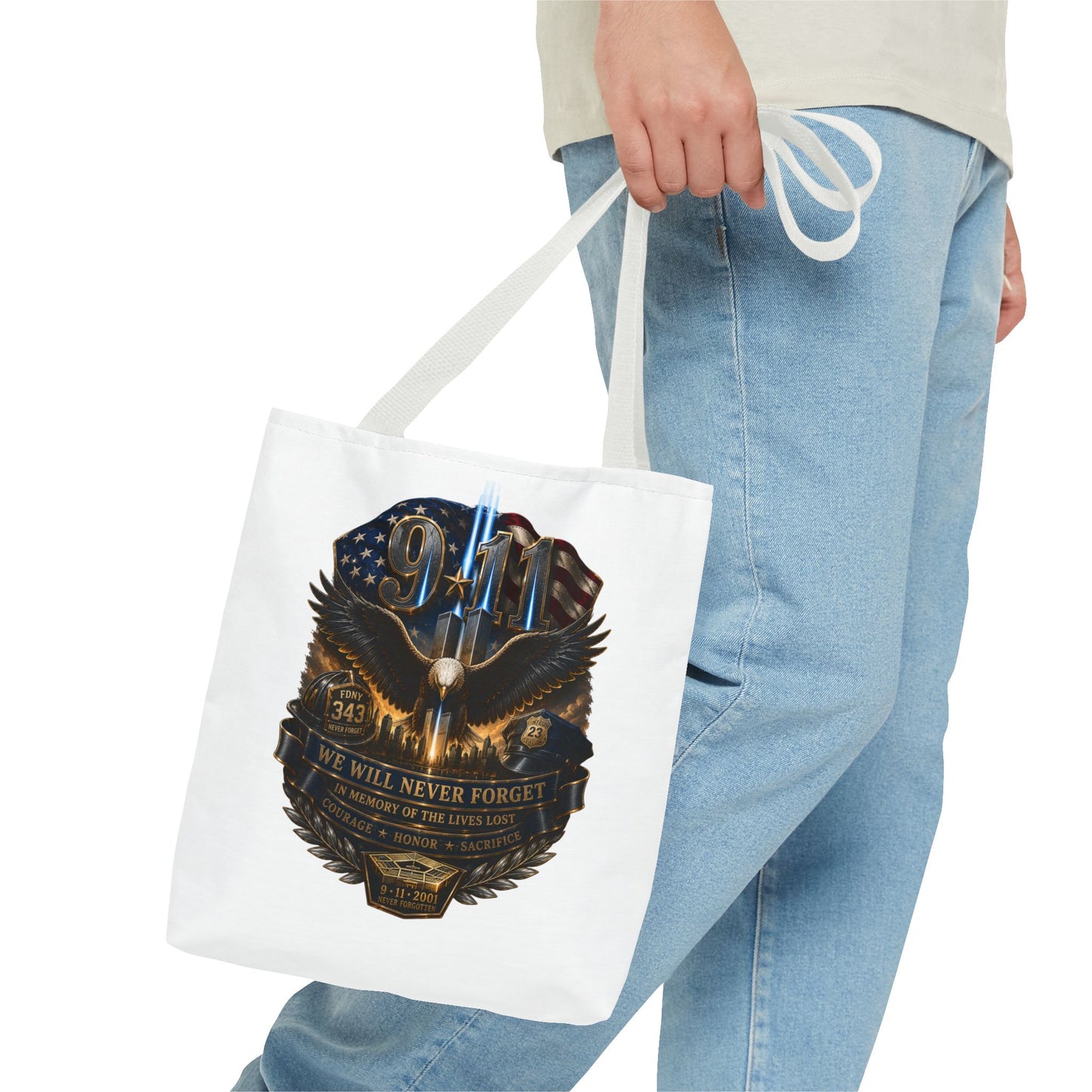 9/11 Memorial Eagle Tote Bag – Never Forget Tribute Tote