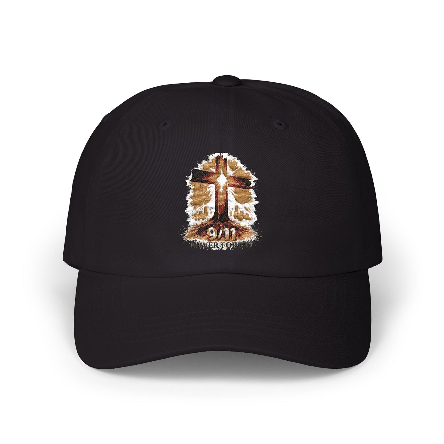 Dad Cap — Grunge Cross 'Never Forget' Embroidered Baseball Hat