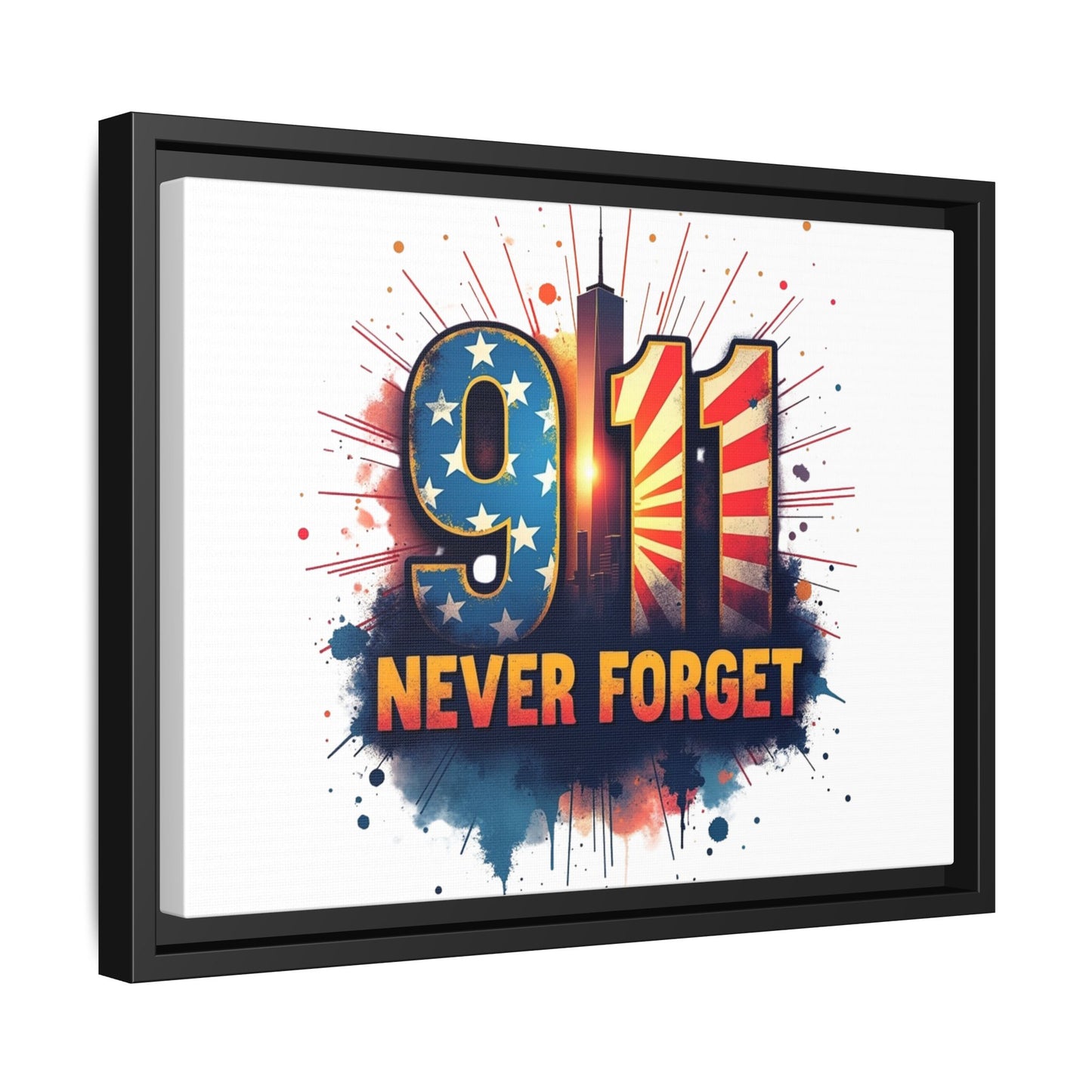 Framed Canvas Wall Art — “9·11 Never Forget” Memorial Print