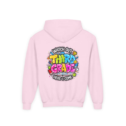 Third Grade Hoodie — "Watch Out Third Grade Here I Come" Kids Back-to-School Sweatshirt