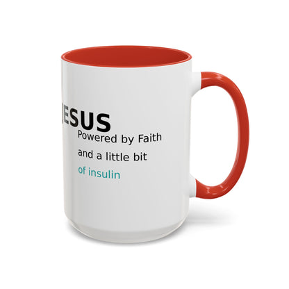 Christian Diabetes Coffee Mug – "Powered by Faith and a Little Bit of Insulin" Accent Mug (11/15oz)