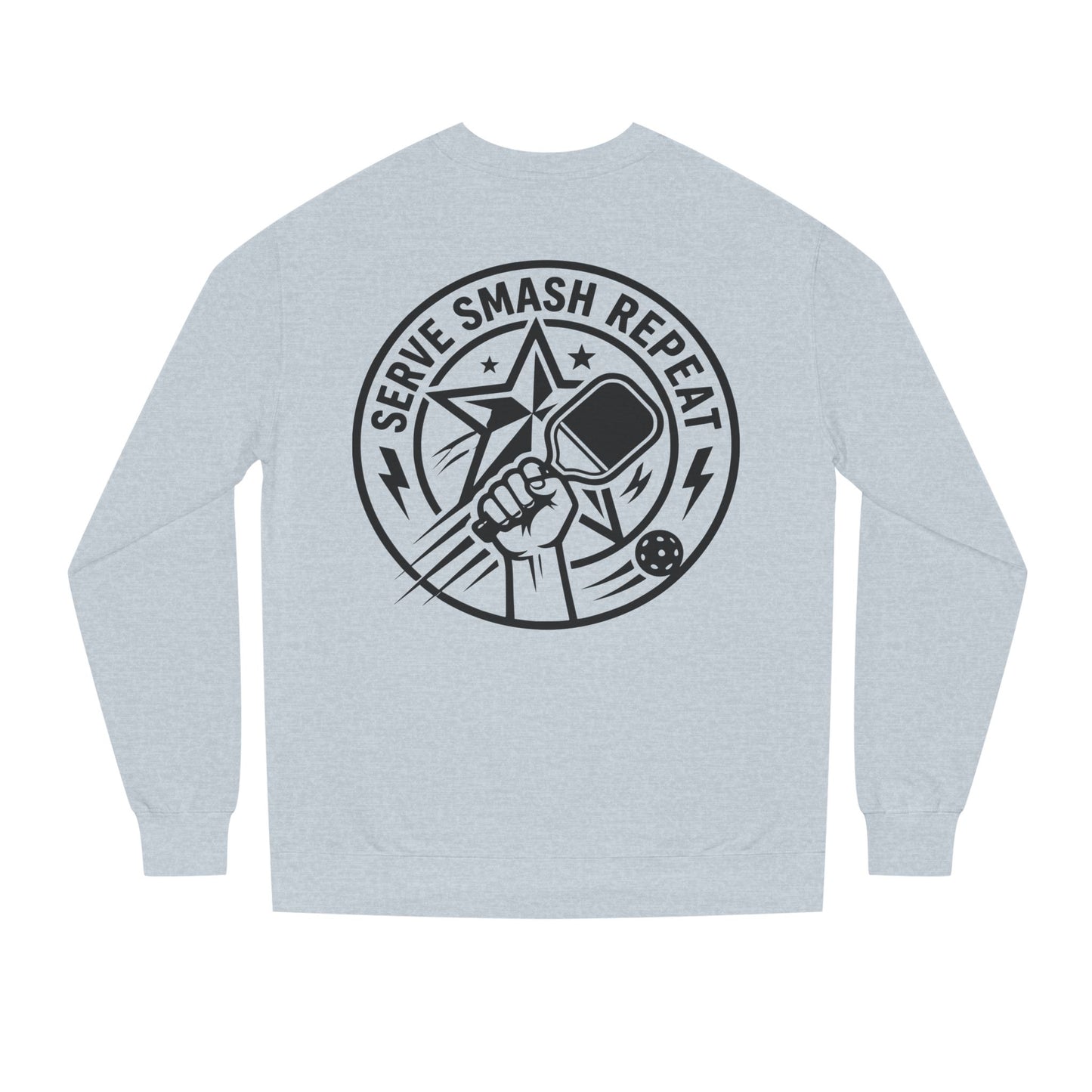 Serve Smash Repeat Crewneck Sweatshirt — Pickleball Player Graphic