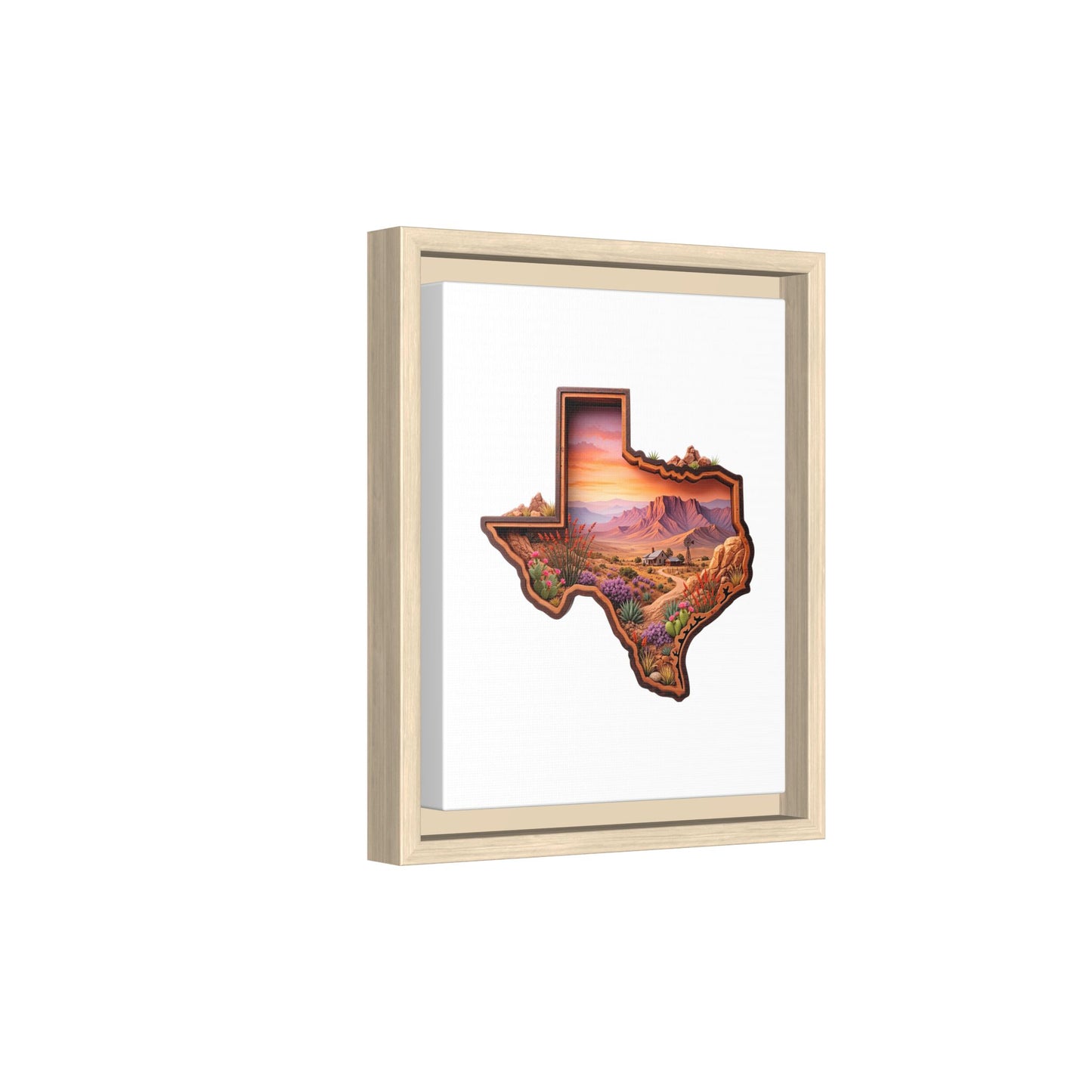 Framed Texas Landscape Matte Canvas — Desert Sunset State Art Print