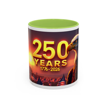 250 Years 1776–2026 Eagle Coffee Mug — Patriotic Anniversary 250th USA Celebration