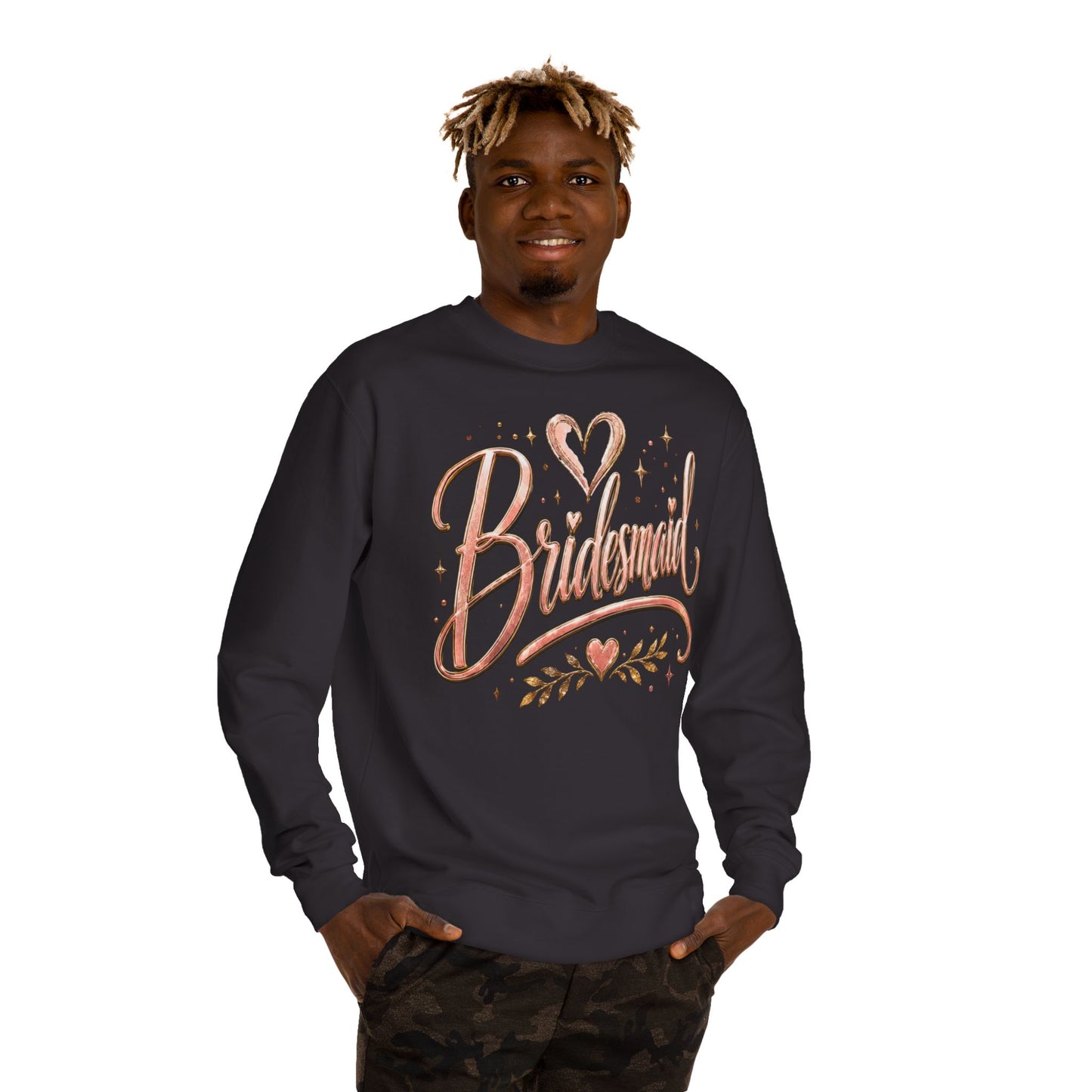 Bridesmaid Crewneck Sweatshirt — Rose Gold Script Bridesmaid Pullover