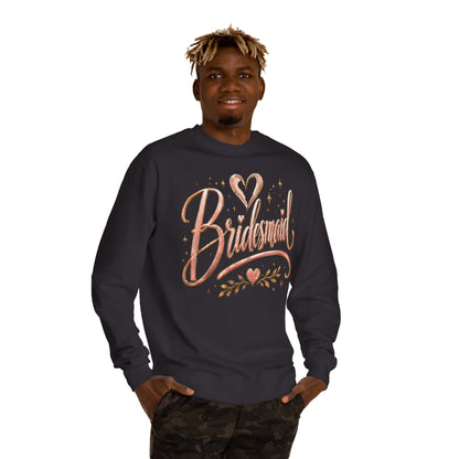 Bridesmaid Crewneck Sweatshirt — Rose Gold Script Bridesmaid Pullover