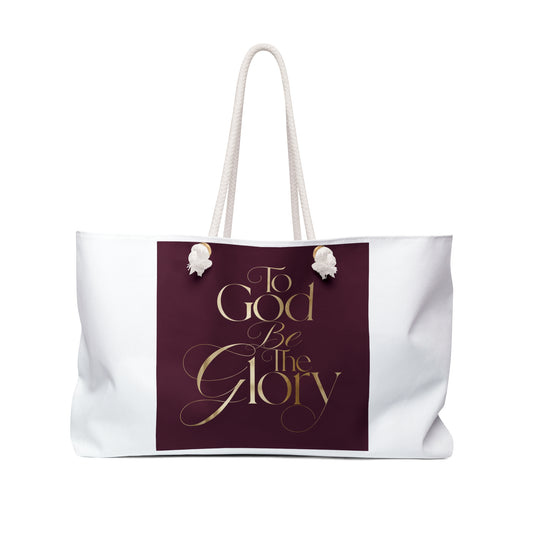 Weekender Bag — "To God Be The Glory" Burgundy Scripture Travel Tote