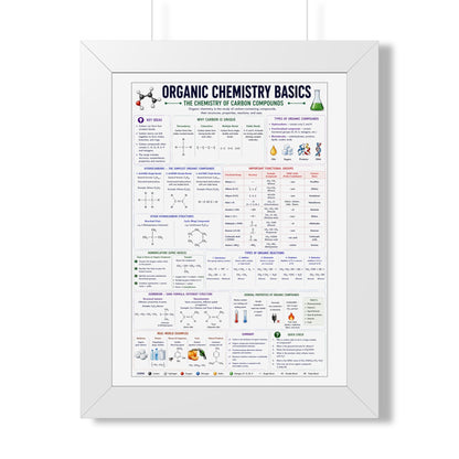Organic Chemistry Basics Framed Poster — Study Reference Chart for Students