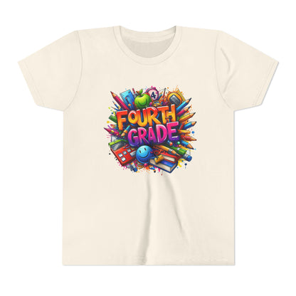 Fourth Grade Youth T‑Shirt – Colorful School Supplies Back to School Tee