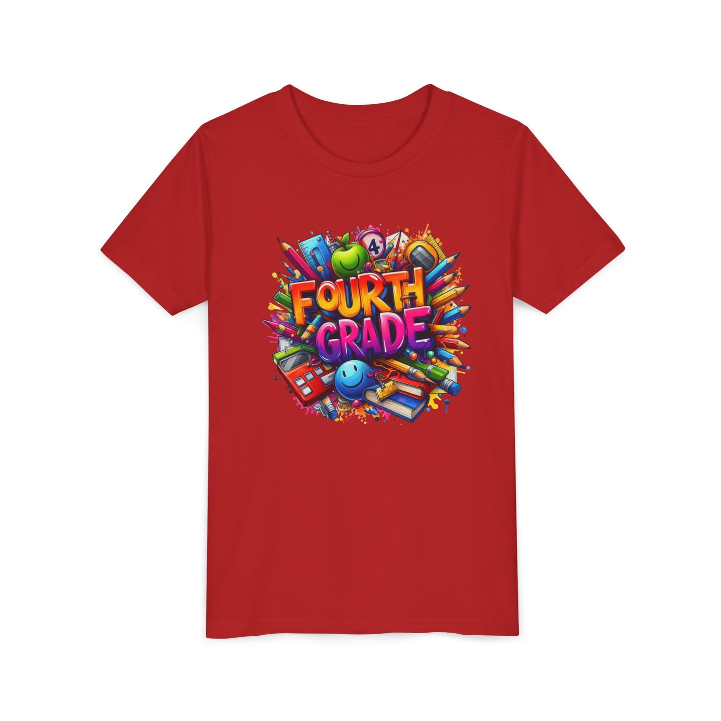 Fourth Grade Youth T‑Shirt – Colorful School Supplies Back to School Tee