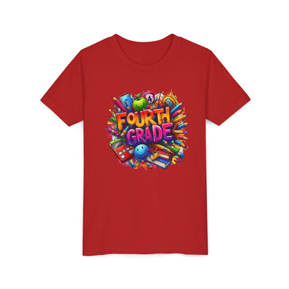 Fourth Grade Youth T‑Shirt – Colorful School Supplies Back to School Tee
