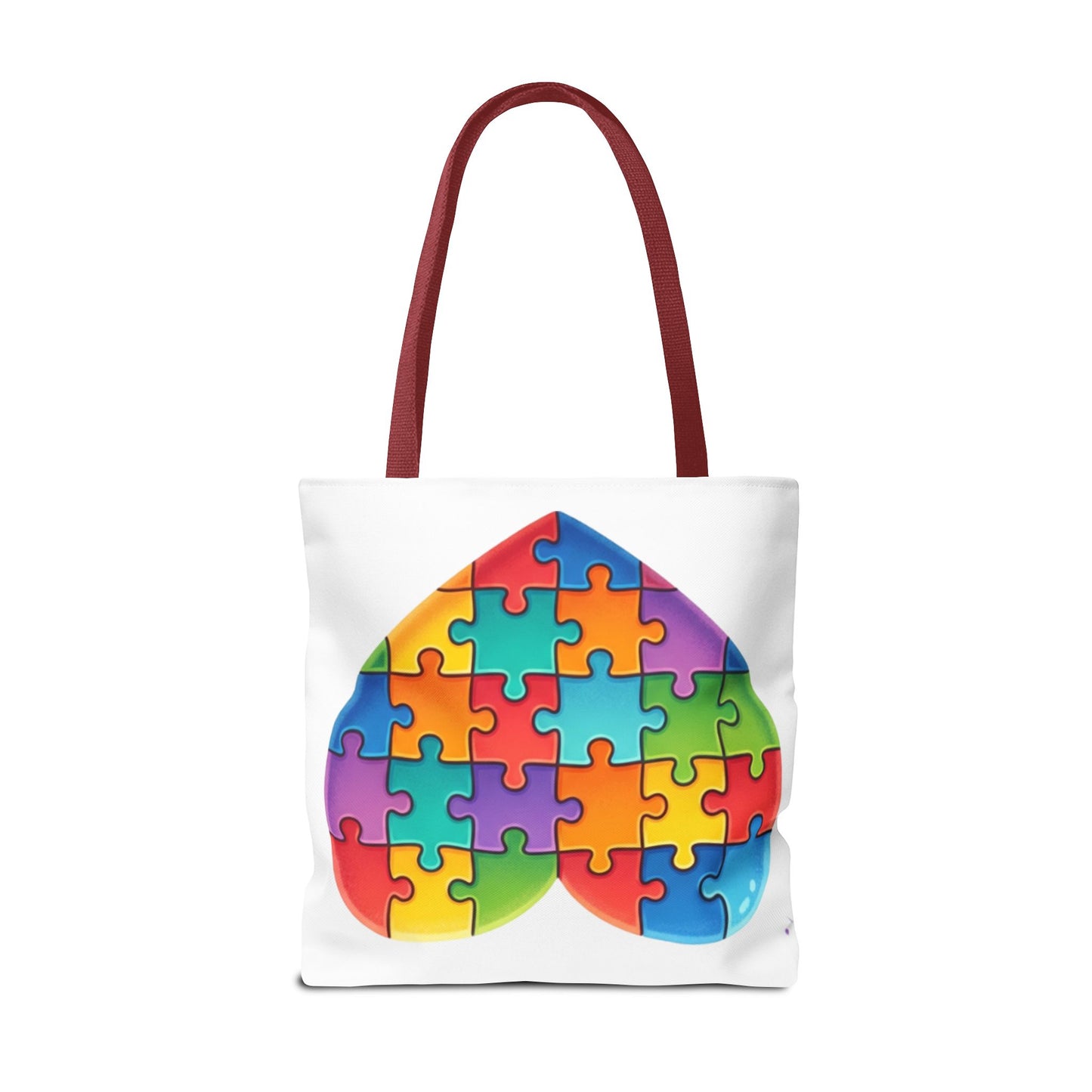 Autism Puzzle Heart Tote Bag - Colorful Awareness Canvas Tote