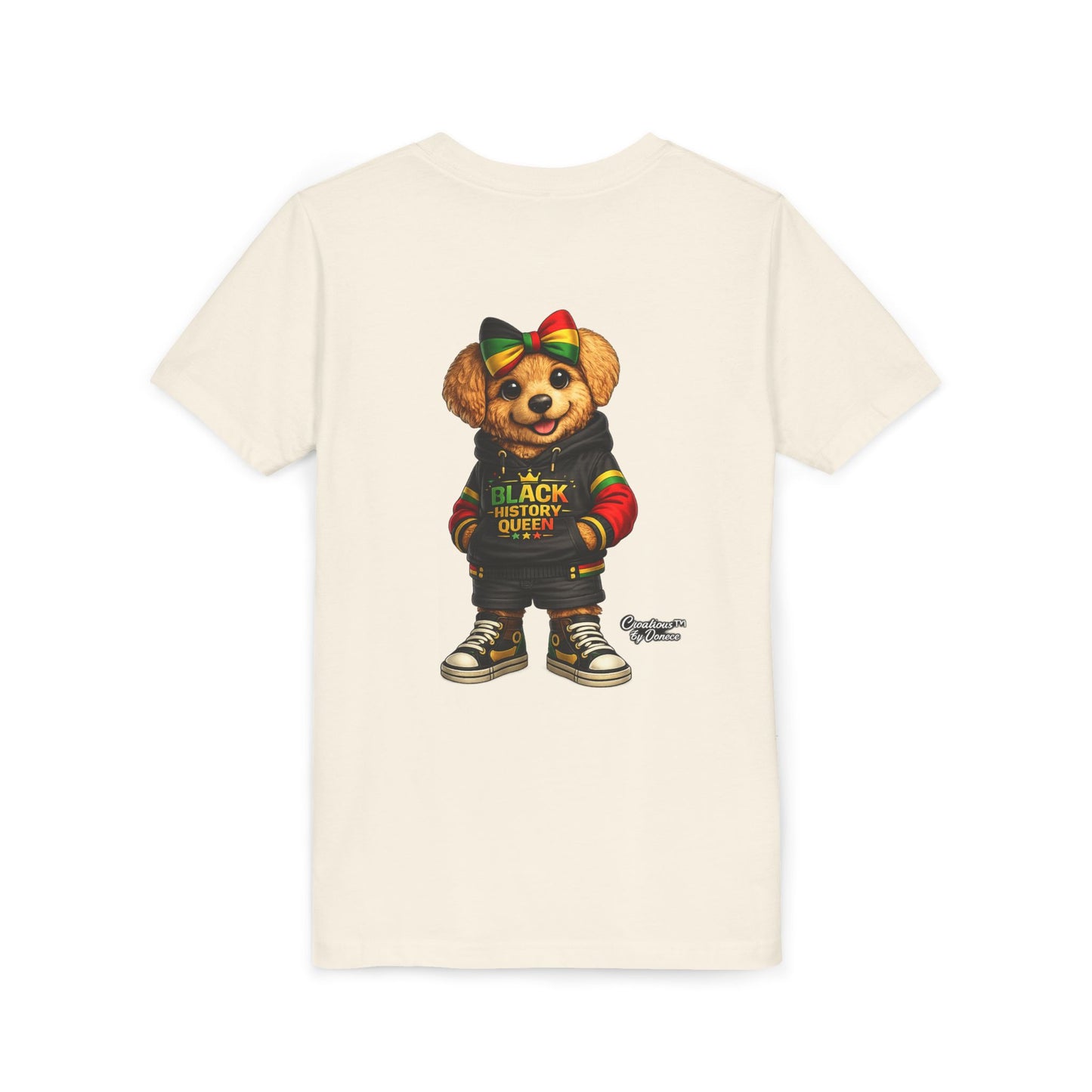 Youth Tee — Black History Queen Bear Graphic T-Shirt